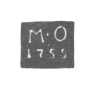 Клеймо пробирного мастера Великого Устюга - Оконишников Михаил Гаврилов - инициалы "М-О" - 1755-1775 гг.