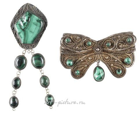 Русское серебро, Два фрагмента серебряного и малахитового пояса