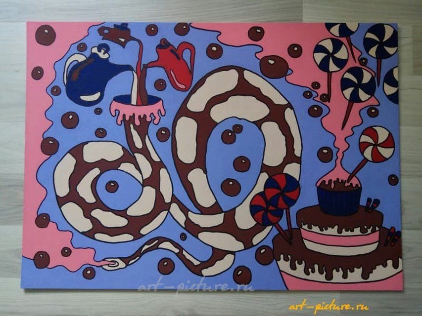 Шоколадный питон Акрил,  картон 