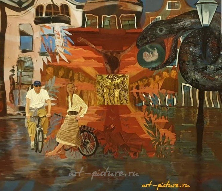 Эволюция жизни во вселенной масло, холст 