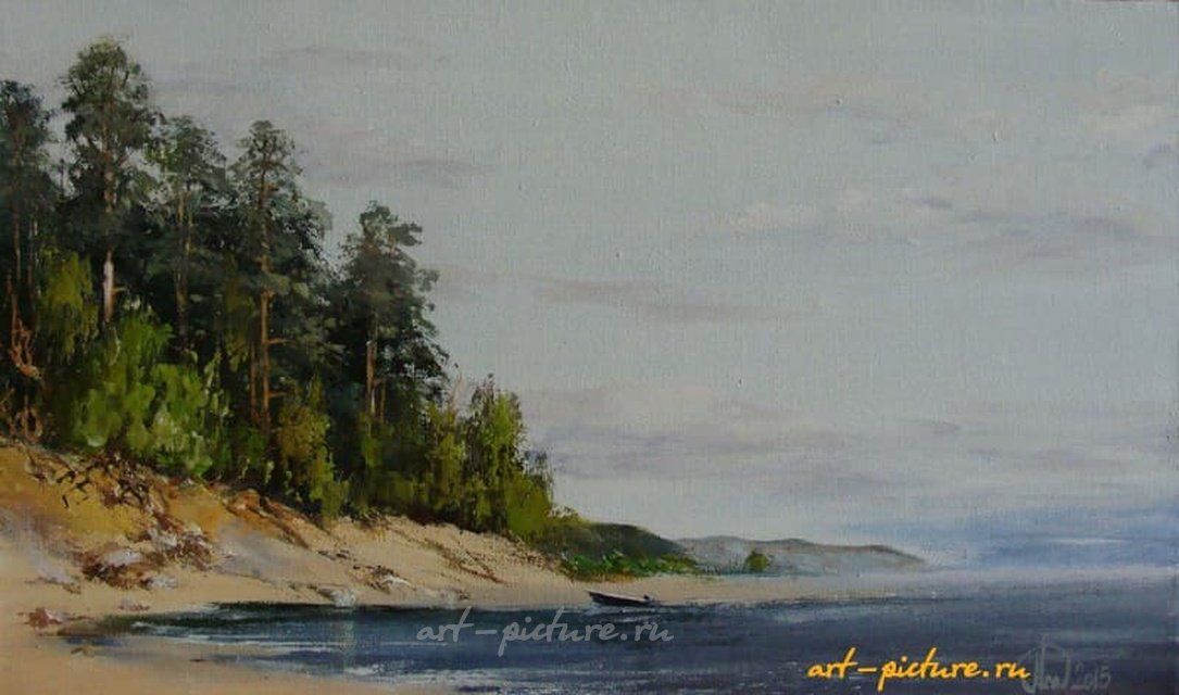 Берег реки масло,холст