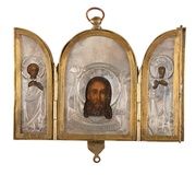 Триптих с изображением Мандилиона, между святыми Петром и