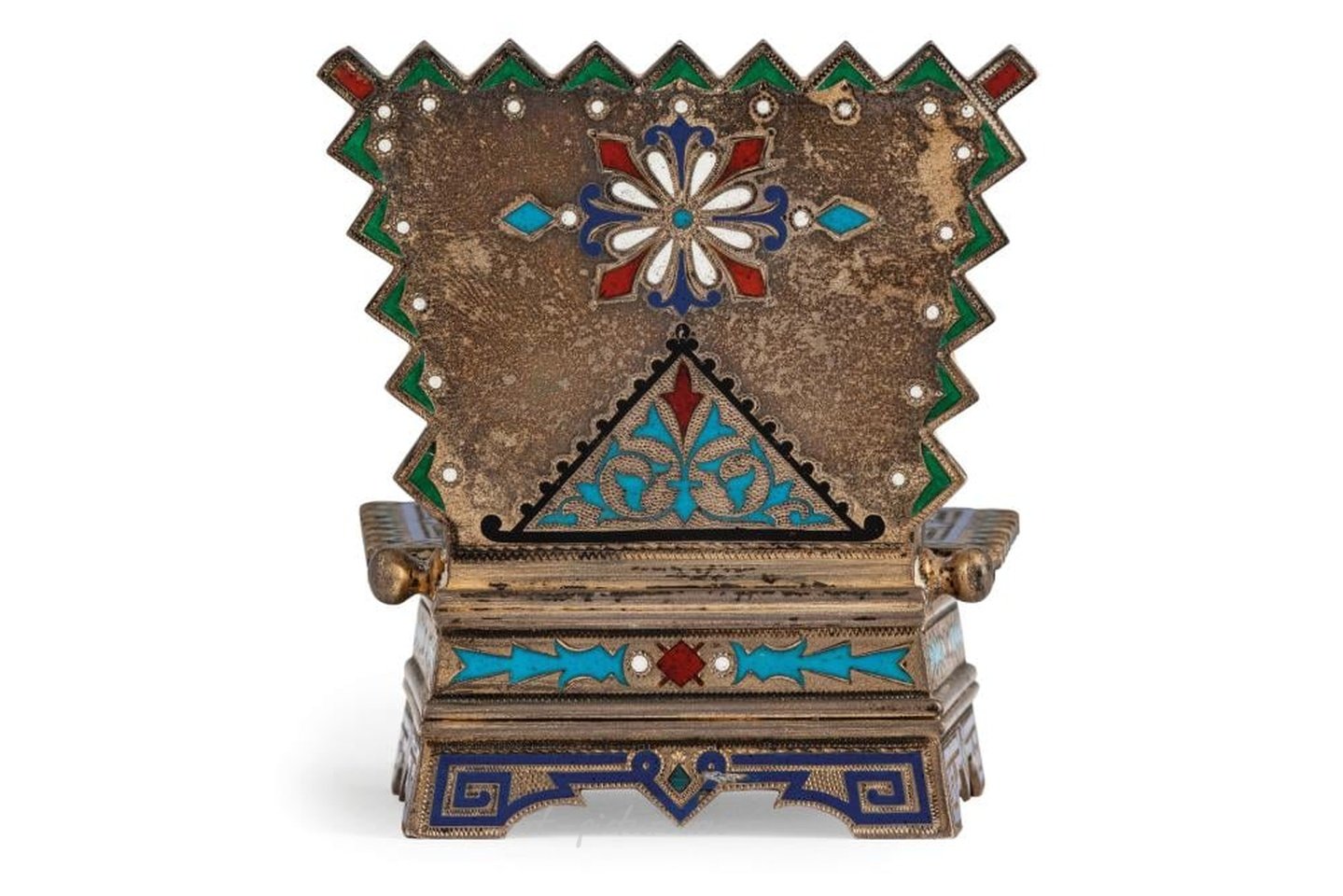 Russian silver , SALIERA A SILVER AND ENAMEL THRONE, MOSCOW, 1887, GOLDSMITH I. P...