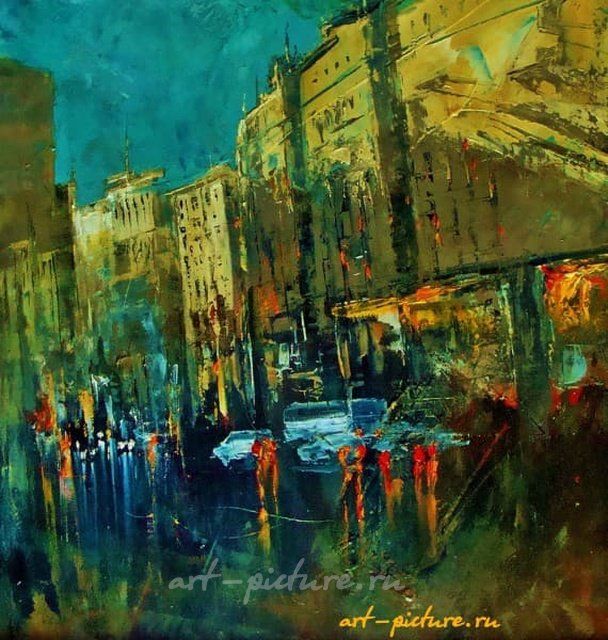 Город масло,холст