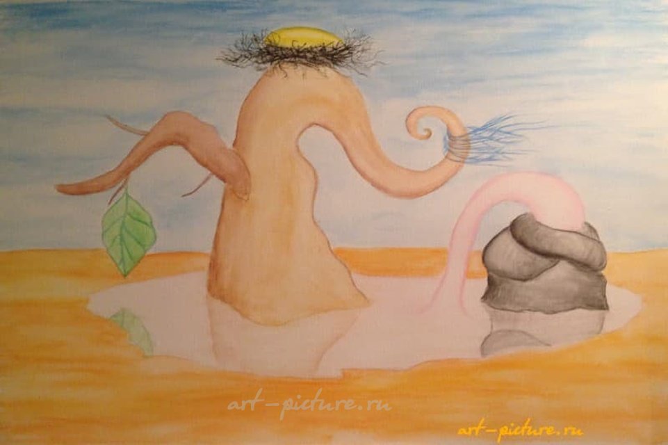 Пустошь акварель, холст 