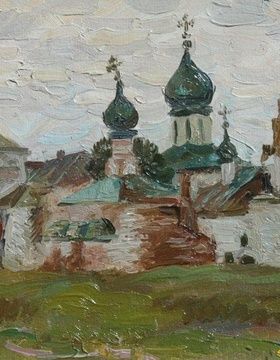 купить Храм. Картон, масло. 28 х 21 см.