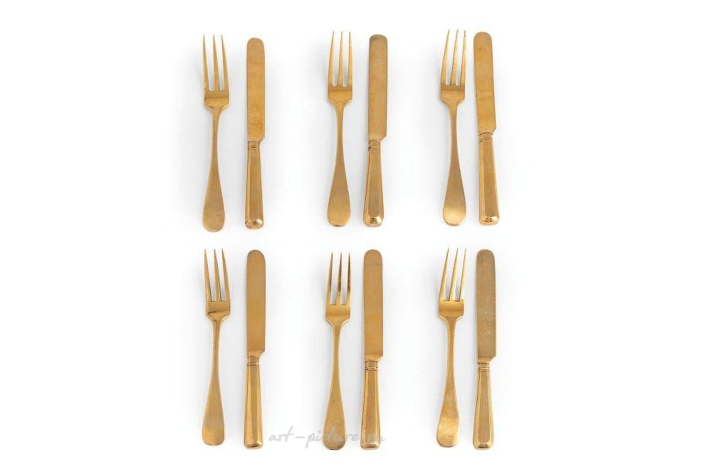 Русское серебро , Набор из двенадцати золотых серебряных вилок для фруктов, S. PIETROB...