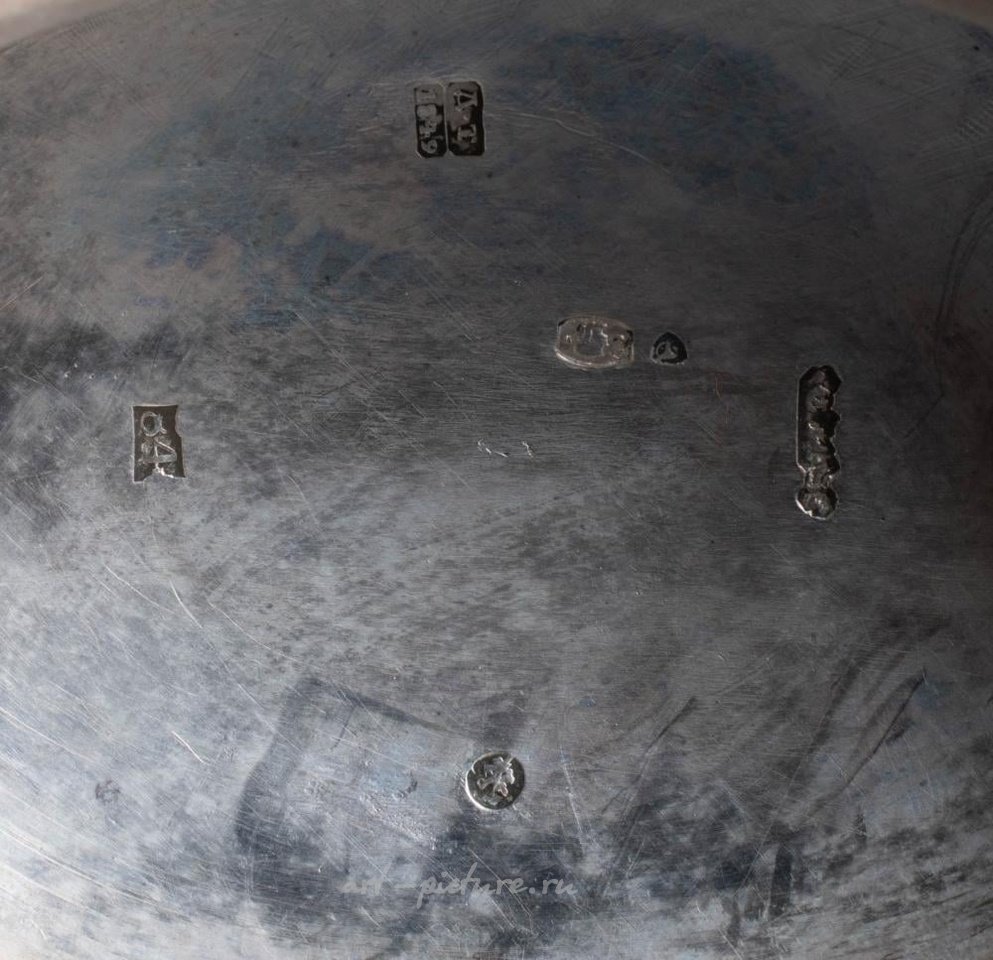 Русское серебро , Серебряная корзина для торта с подвесной ручкой