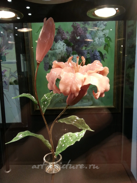 Розовая лилия. Камнерезная флористика