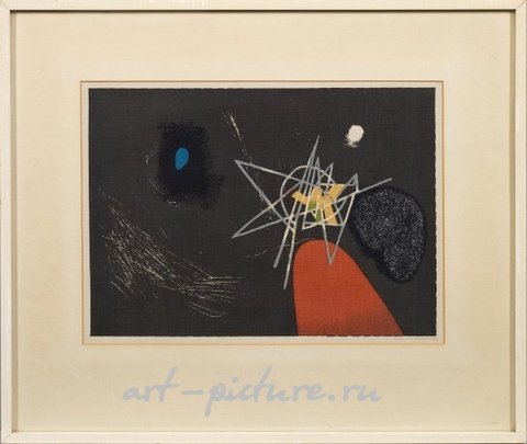 Абстрактная композиция, цветная сериграфия/лен