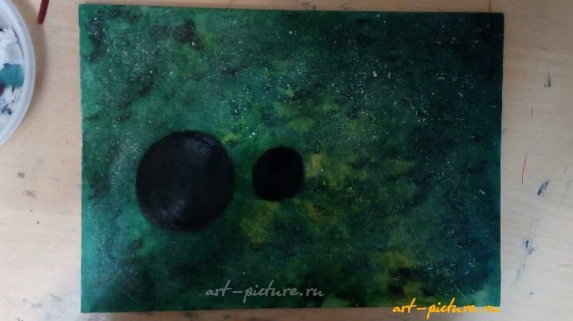 Зеленая Туманность масло,холст на картоне 