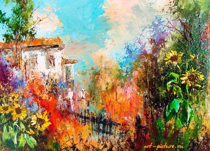 Южный дворик масло,оргалит