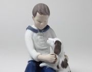 瓷制雕像 小男孩与狗 "我必须洗澡吗？Bing Grondahl