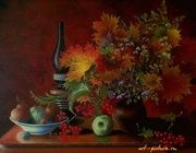 Натюрморт с лампой холст масло 