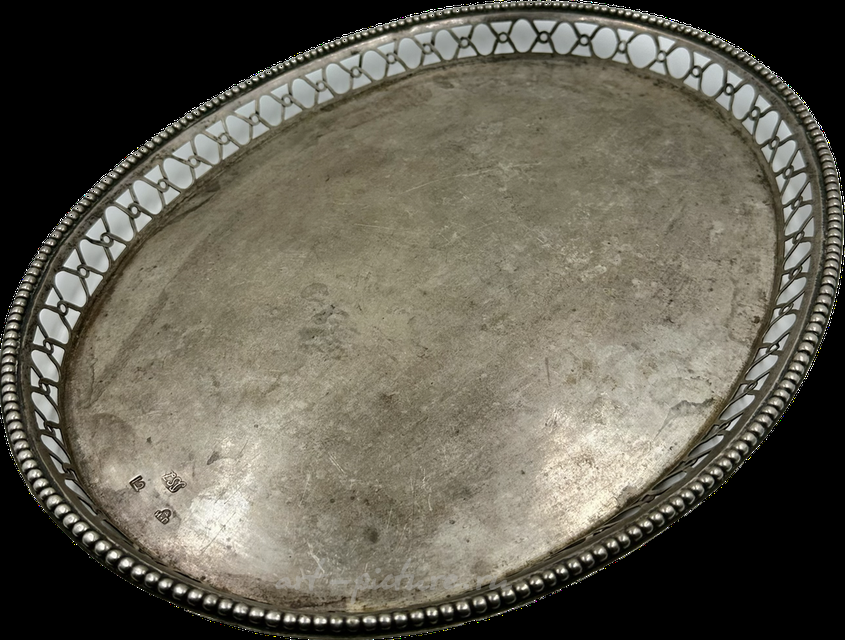 Серебряный ​поднос в русском стиле 18 век 1758 год