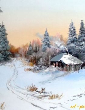 купить Зима масло,холст