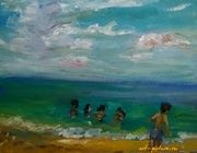 Купание детей. Бали масло, холст 