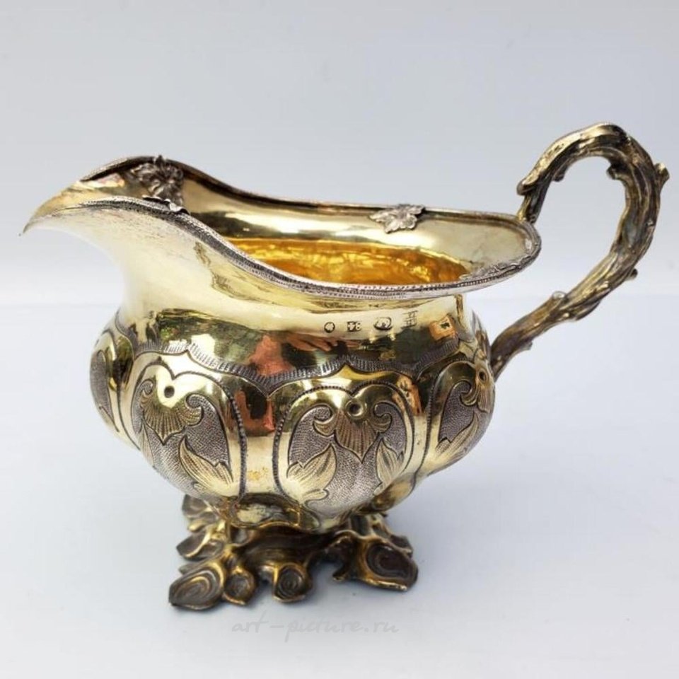 Русское серебро , Старинный молочник из серебряного покрытия высокого качества