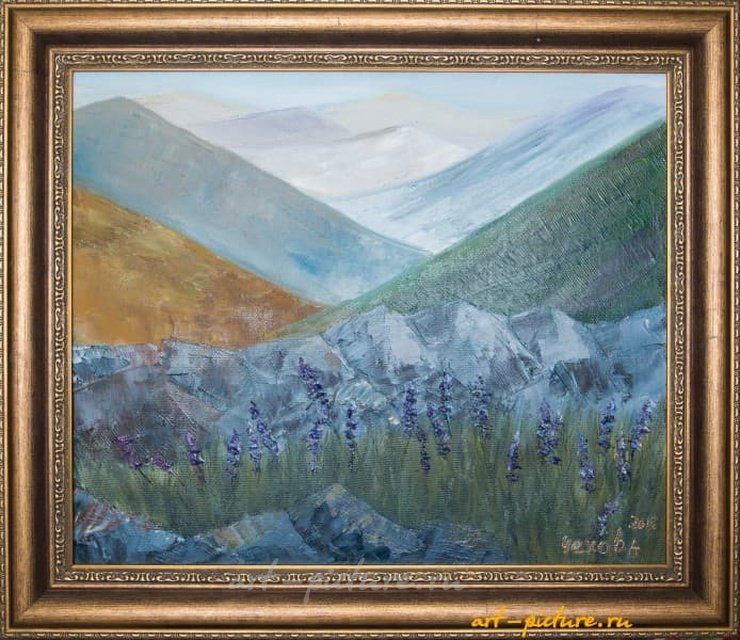 Лаванда масло, холст, мастихин 