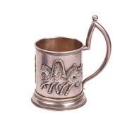 Русский литой серебряно-золоченый подставка для стекла "Зима...