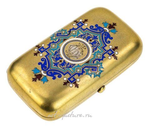 Русское серебро, Серебряный и эмалевый золоченый сигаретный футляр