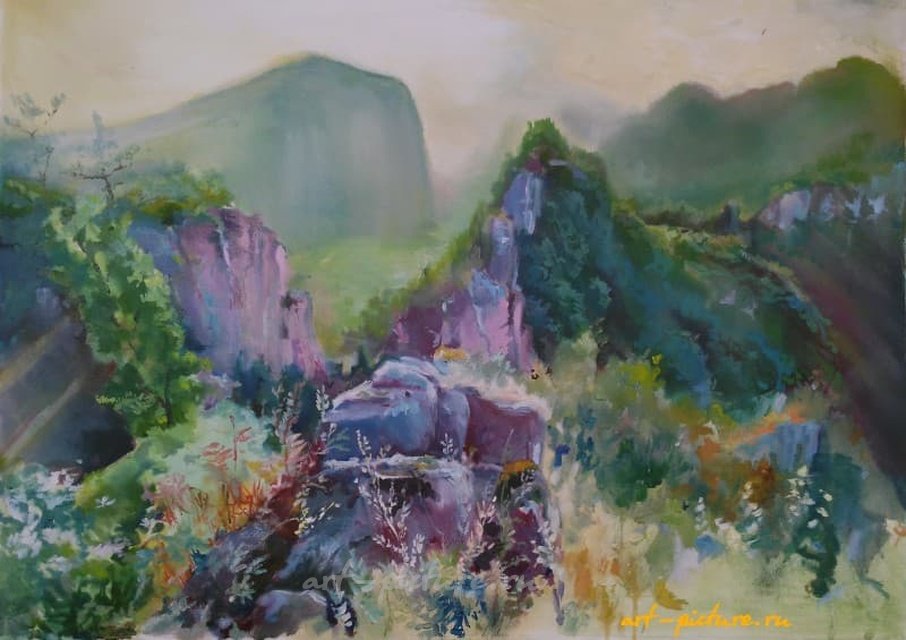 Китай горы масло холст