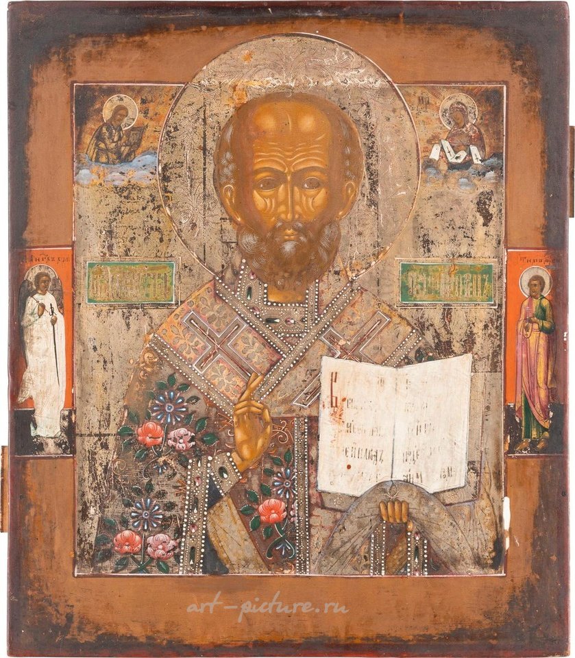 Русское серебро , Икона святого Николая Мирликийского. Россия, середина XIX века.