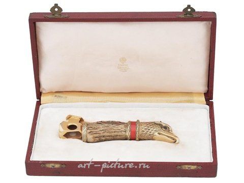 Русское серебро, Русский серебряный золоченый с эмалью и бриллиантами секач для сигар