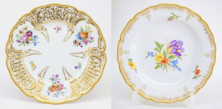 KPM's Reliefzierat design (left) together with its slightly later Neuzierat (right) design